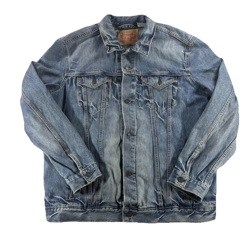 Levi's Jacket Mens Large Blue Denim Trucker Button Front Classic Casual 72334